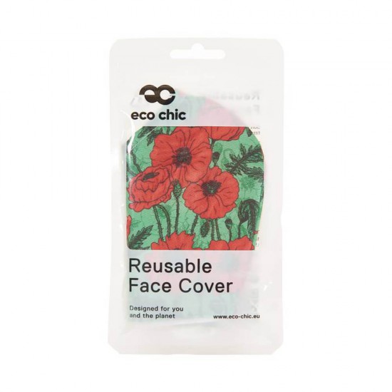Green Poppies Face Cover