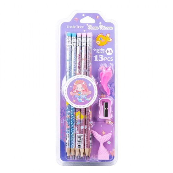 Ocean Princess Pencil with Erasers Set of 10 HB