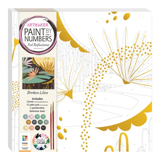 Paint by Numbers Canvas 25 x 25 Foil Reflections: Broken Lillies