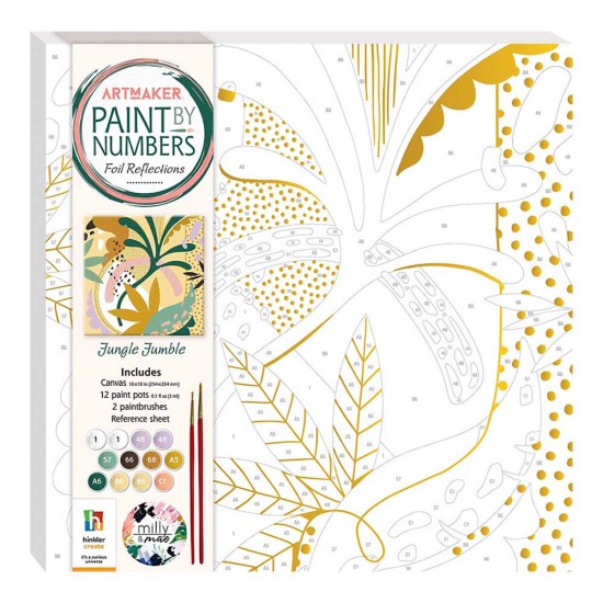 Paint by Numbers Canvas 25 x 25 Foil Reflections: Jungle Jumble