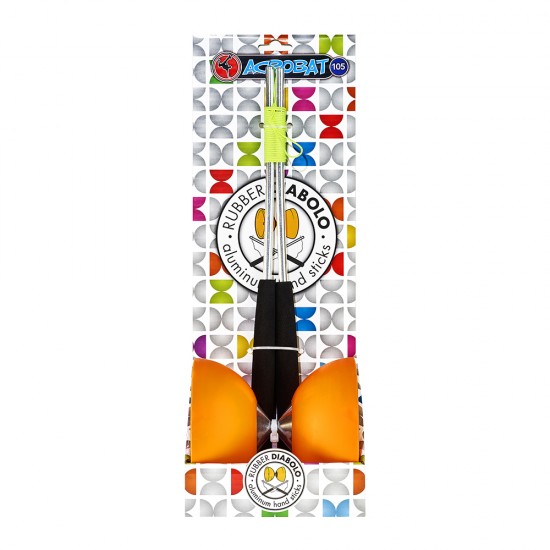 Boxed Acrobat Set 105 Rubber Diabolo Orange + alum. hand sticks