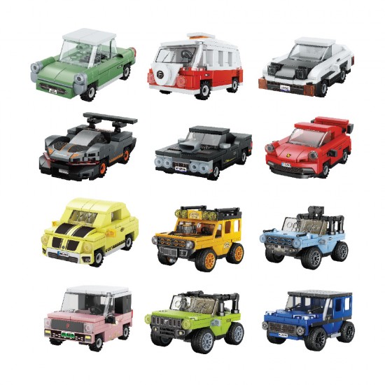 12 Mini Cars (Mystery Box) - MVblocks Display Box (D.12)