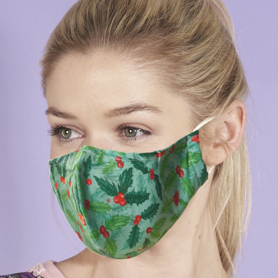 Green Holly And Berry Face Cover