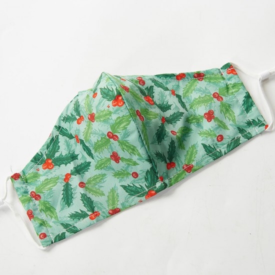 Green Holly And Berry Face Cover