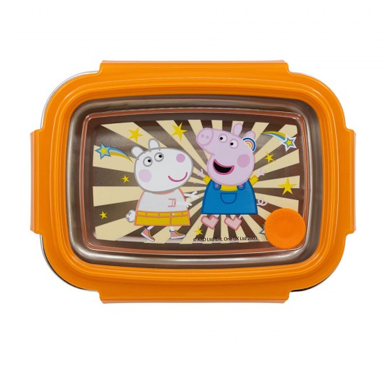 Peppa Pig Stainless Steel Small Rectangular Sandwich Box 670 ml Kindness Counts
