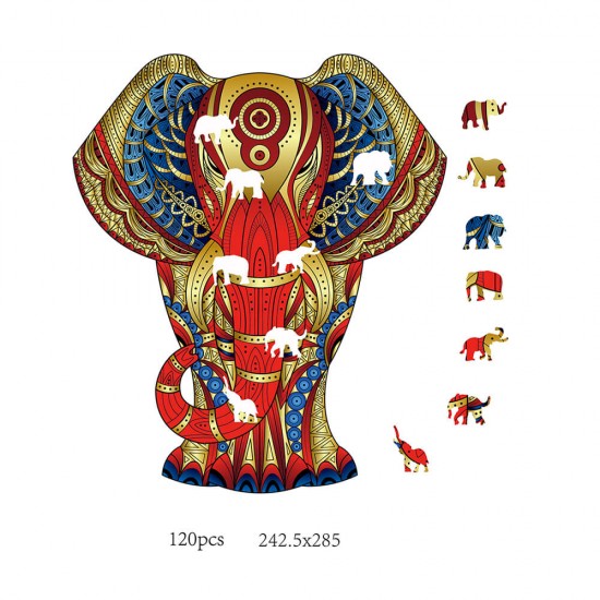 Rainbow Wooden Puzzle - Elephant