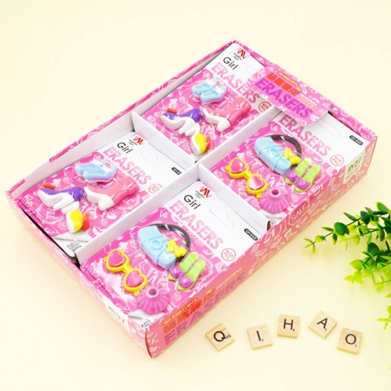 Fancy Eraser Set: Girl in Pink
