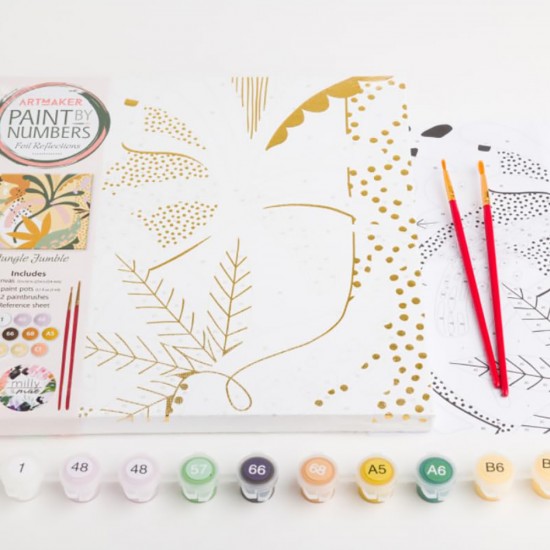 Paint by Numbers Canvas 25 x 25 Foil Reflections: Jungle Jumble