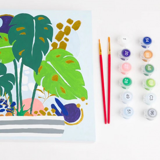 Paint by Numbers Canvas 25 x 25 Foil Reflections: Morning Monstera