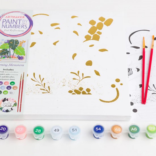 Paint by Numbers Canvas 25 x 25 Foil Reflections: Morning Monstera