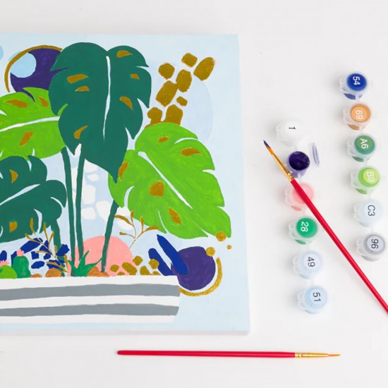 Paint by Numbers Canvas 25 x 25 Foil Reflections: Morning Monstera