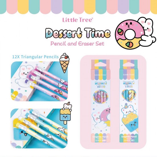 Dessert Time Boxed Set of 12 Pencil HB with Eraser