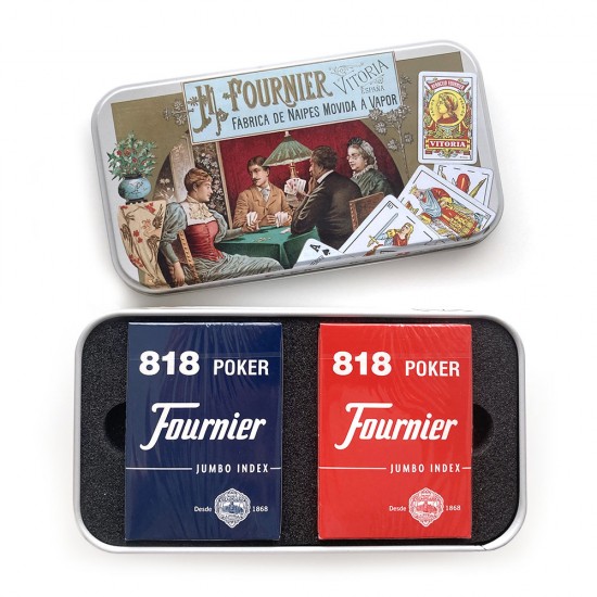 Poker 818 Red-Blue Set in Metal Case