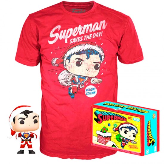 Set figure POP & Tee Back DC Comics Superman Exclusive Flocked M