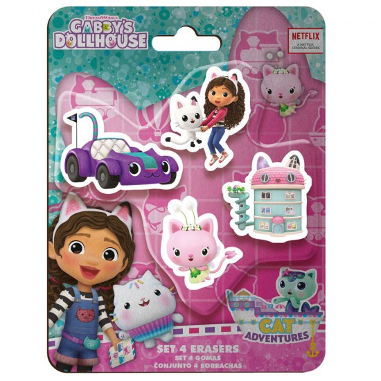 Gabbys Dollhouse 4 erasers set 12 Τεμ.