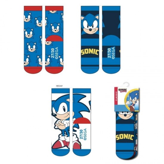 The Hedgehog Sonic pack 3 assorted socks 12 Τεμ.