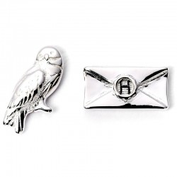 Harry Potter Hedwig and Letter silver plated stud earrings