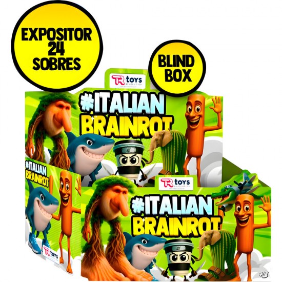 Italian Brainrot assorted Envelope figure + 3 collectable cards 24 Τεμ.