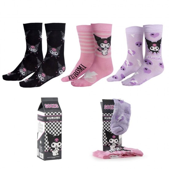Hello Kitty Kuromi pack 3 adult socks