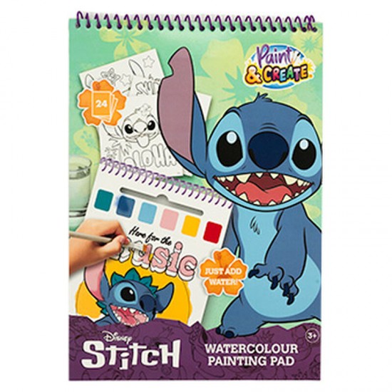 Disney Stitch Sketchbook + watercolours and paintbrush 12 Τεμ.