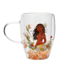 Disney Princess Moana Vaiana floral decorative glass mug