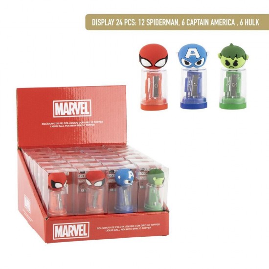 Marvel Avengers assorted pencil sharpener with container 24 Τεμ.