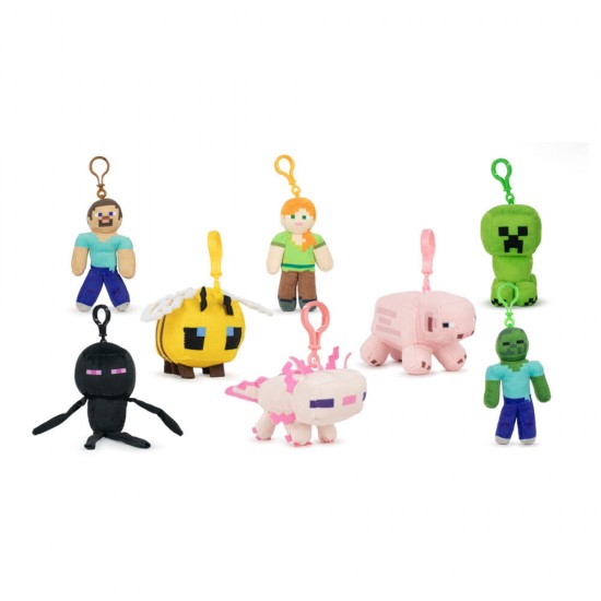 Minecraft assorted plush keychain 12cm 48 Τεμ.