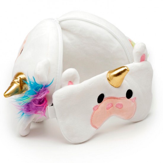 Resteazzz Unicorn travel pillow eye mask