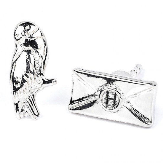 Harry Potter Hedwig and Letter silver plated stud earrings