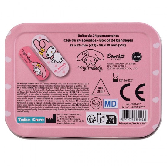 Hello Kitty My Melody metal band-aid box 12 Τεμ.