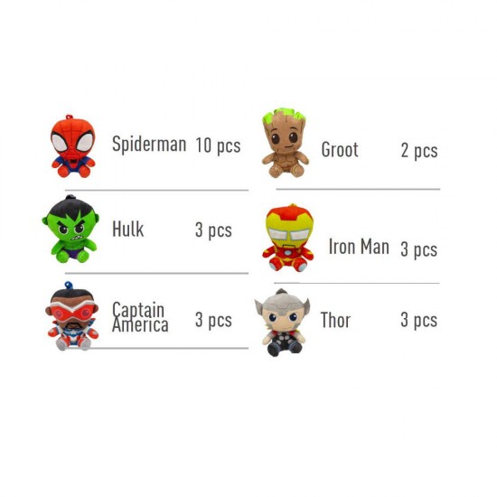 Marvel assorted plush keychain 24 Τεμ.