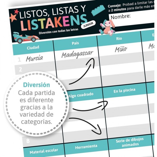 Spanish Listos Listas y Listakens Junior board game