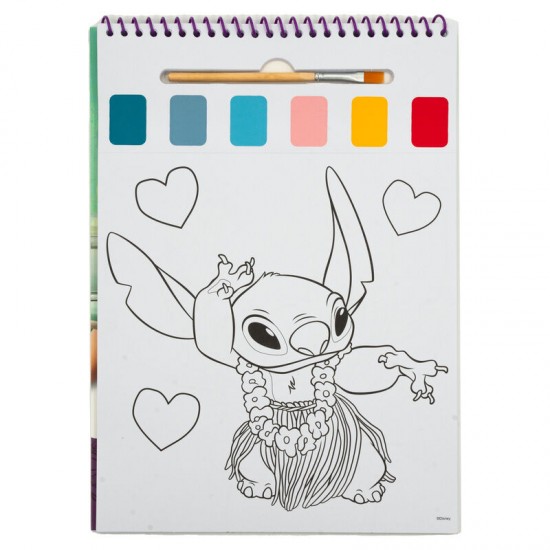 Disney Stitch Sketchbook + watercolours and paintbrush 12 Τεμ.