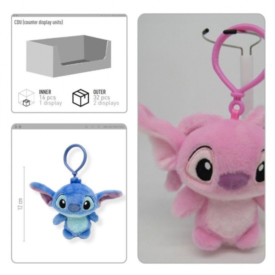 Disney Stitch assorted plush keychain 24 Τεμ.