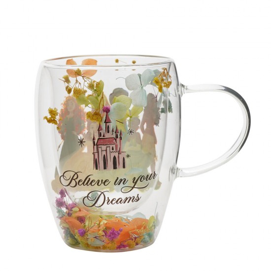 Disney Princess floral decorative glass mug
