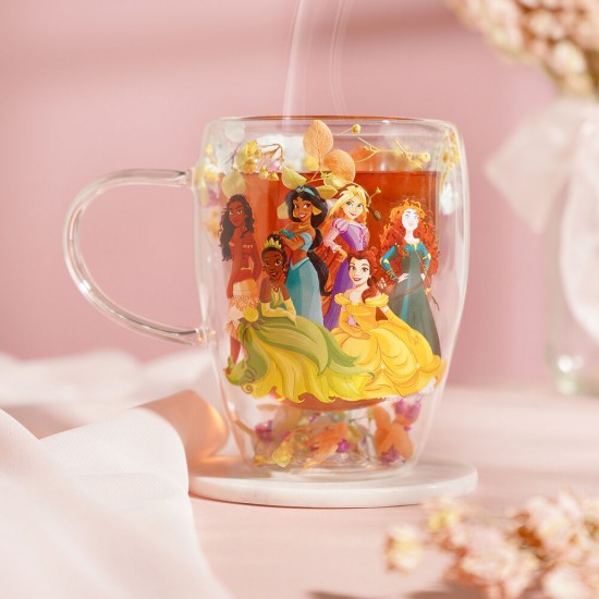 Disney Princess floral decorative glass mug