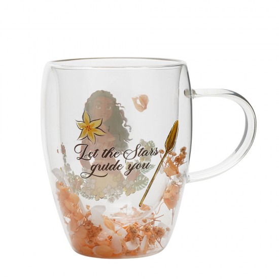 Disney Princess Moana Vaiana floral decorative glass mug