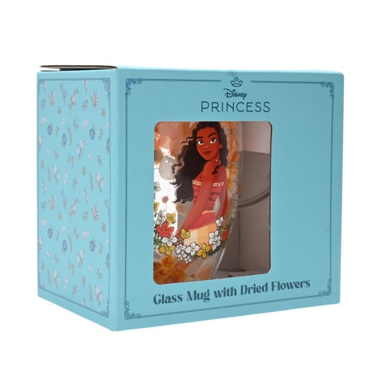 Disney Princess Moana Vaiana floral decorative glass mug