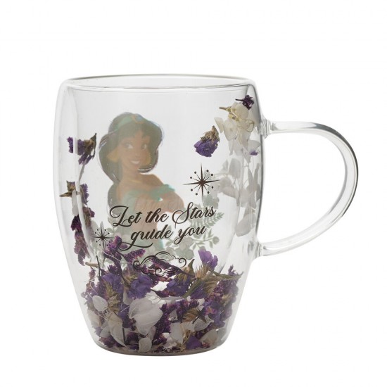 Disney Princess Jasmine floral decorative glass mug