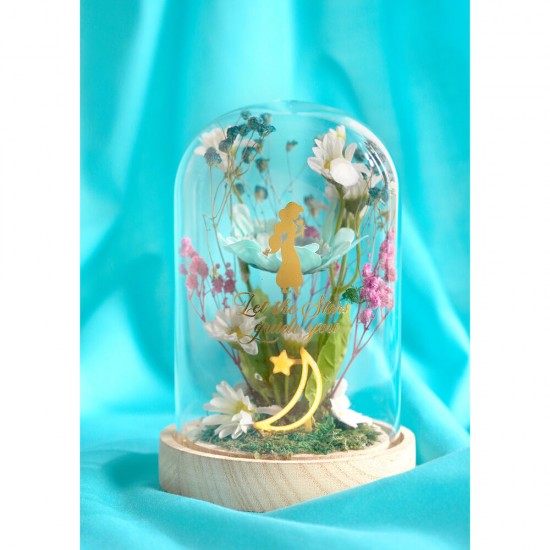 Disney Princess Jasmine florals in a clonche with neon light