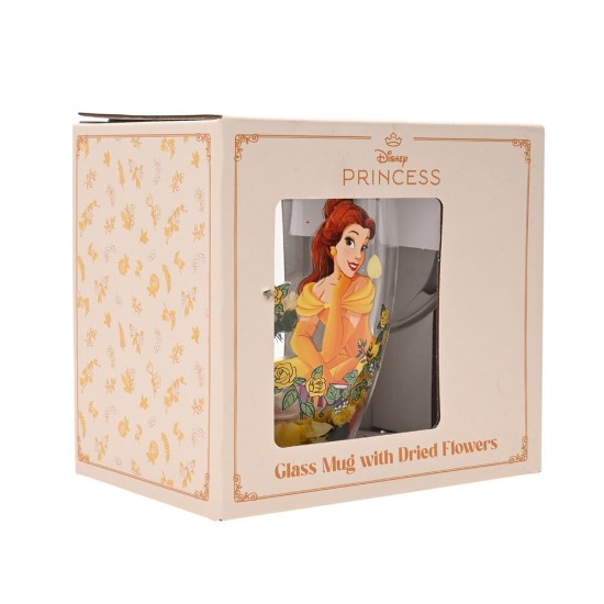 Disney Princess Belle floral decorative glass mug