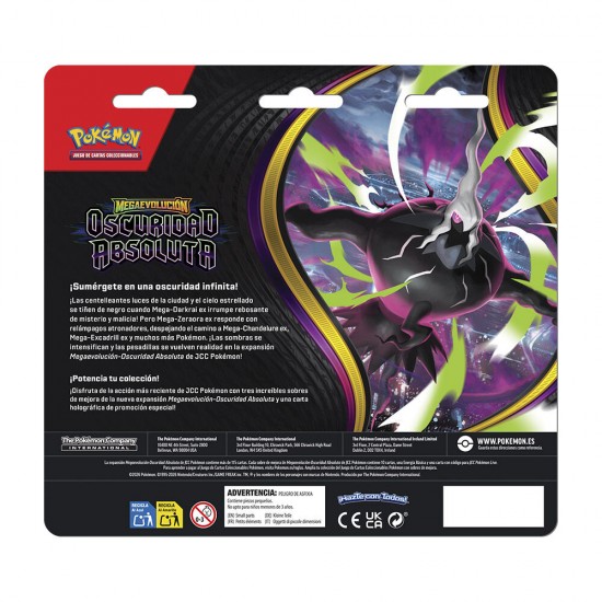 Spanish Pokemon Absolute Darkness Mega Evolution Expansion pack of card games 3 envelopes 24 Τεμ.