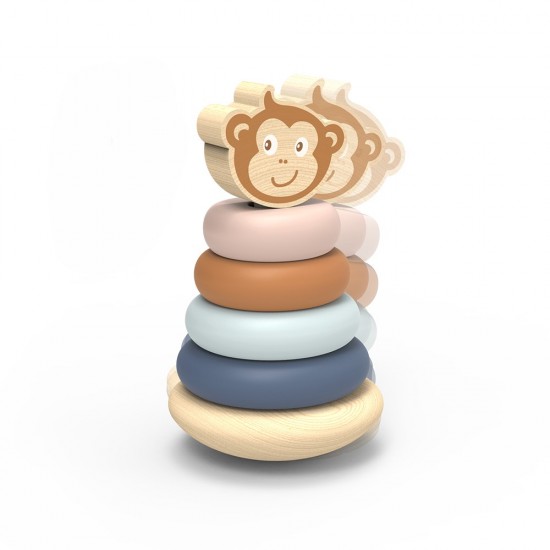 Ξύλινο Πολύχρωμο παιχνίδι στοίβαξης 9,5x9,5x17,5 cm