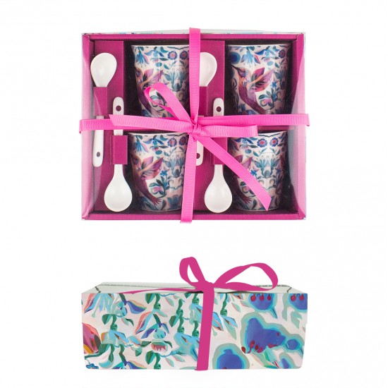 Σετ 4 Κούπες Espresso Με Κουταλάκια Colibri 90 ml 8 cm