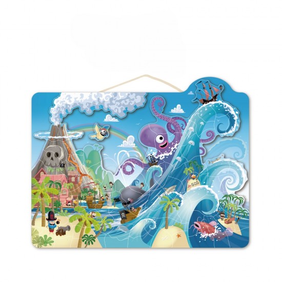 Ξύλινο Μαγνητικό παζλ Πειρατές 100 τεμ 6+ 42x33x1 cm