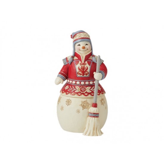Nordic Noel Snowman with Broom 20 cm