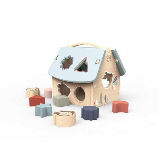 Ξύλινο Σπίτι ταξινόμησης με 8 κύβους 19,5x17x18,5 cm