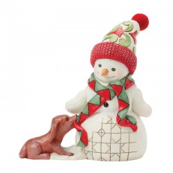 Up to Snow Good (Snowman with Dog & Scarf Pint Figurine) 14 cm