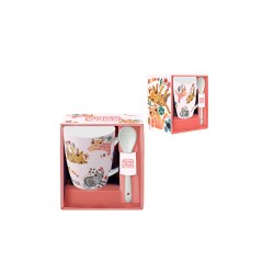 Κούπα Με Κουταλάκι Espresso Cat Flower 150 ml 7x6 cm