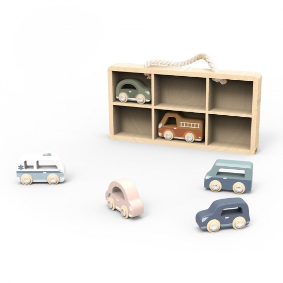 Συλλογή 6 Ξύλινων Οχημάτων 29,5x3,5x16 cm